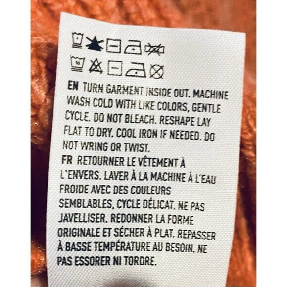 American Eagle Sweater Womens Large Orange Cropped Y2K Crew Neck Cozy Comfy - Picture 6 of 7